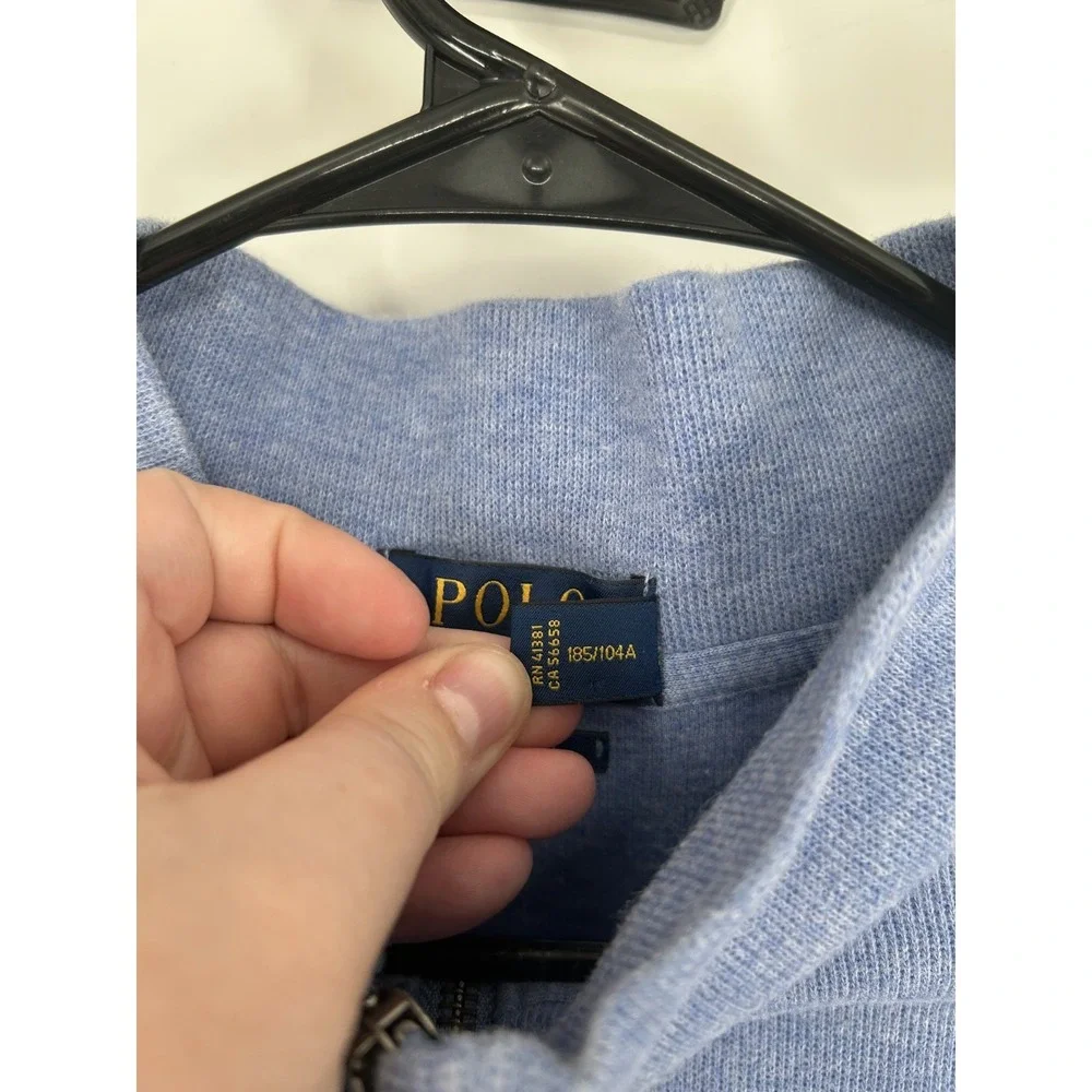 Polo Ralph Lauren Sweater Knit Light Blue Estate‎ Rib Quarter 1/4 Zip Flesh Pony